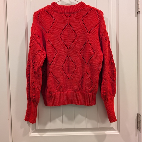 LOFT Vibrant Red Diamond Knit Sweater - Picture 4 of 5